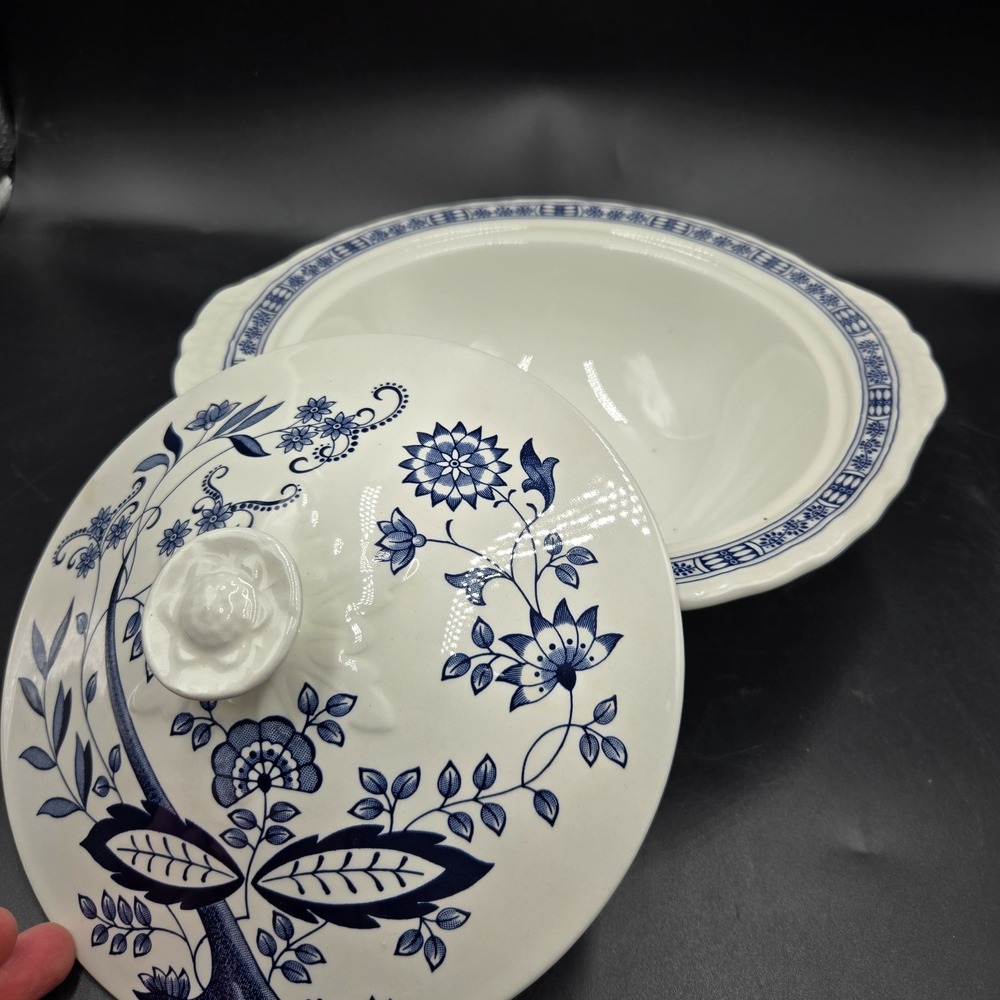 Vintage Enoch Wedgwood Blue Heritage lidded vegetable tureen Bowl Rare With Lid!